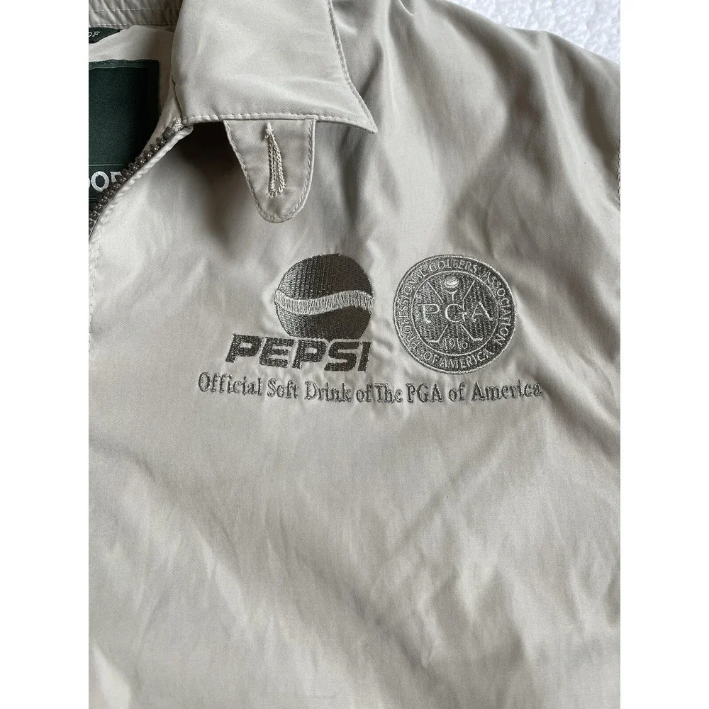 Weatherproof‎ Mens Pepsi PGA Golf Jacket Tan Khaki Full Zip Lightweight Large
